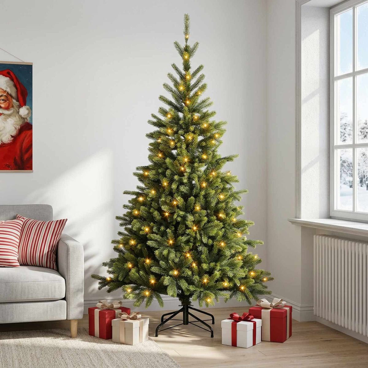 Dirbtinė Sulankstoma Kalėdų Eglutė 150 cm 150 LED Šilta balta