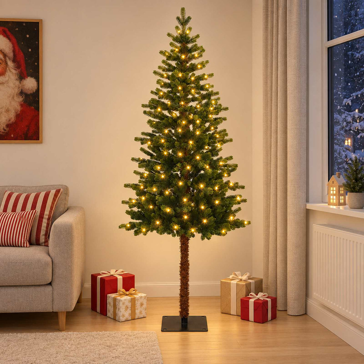 Dirbtinė Sulankstoma Kalėdų Eglutė 120 cm 150 LED Šilta balta