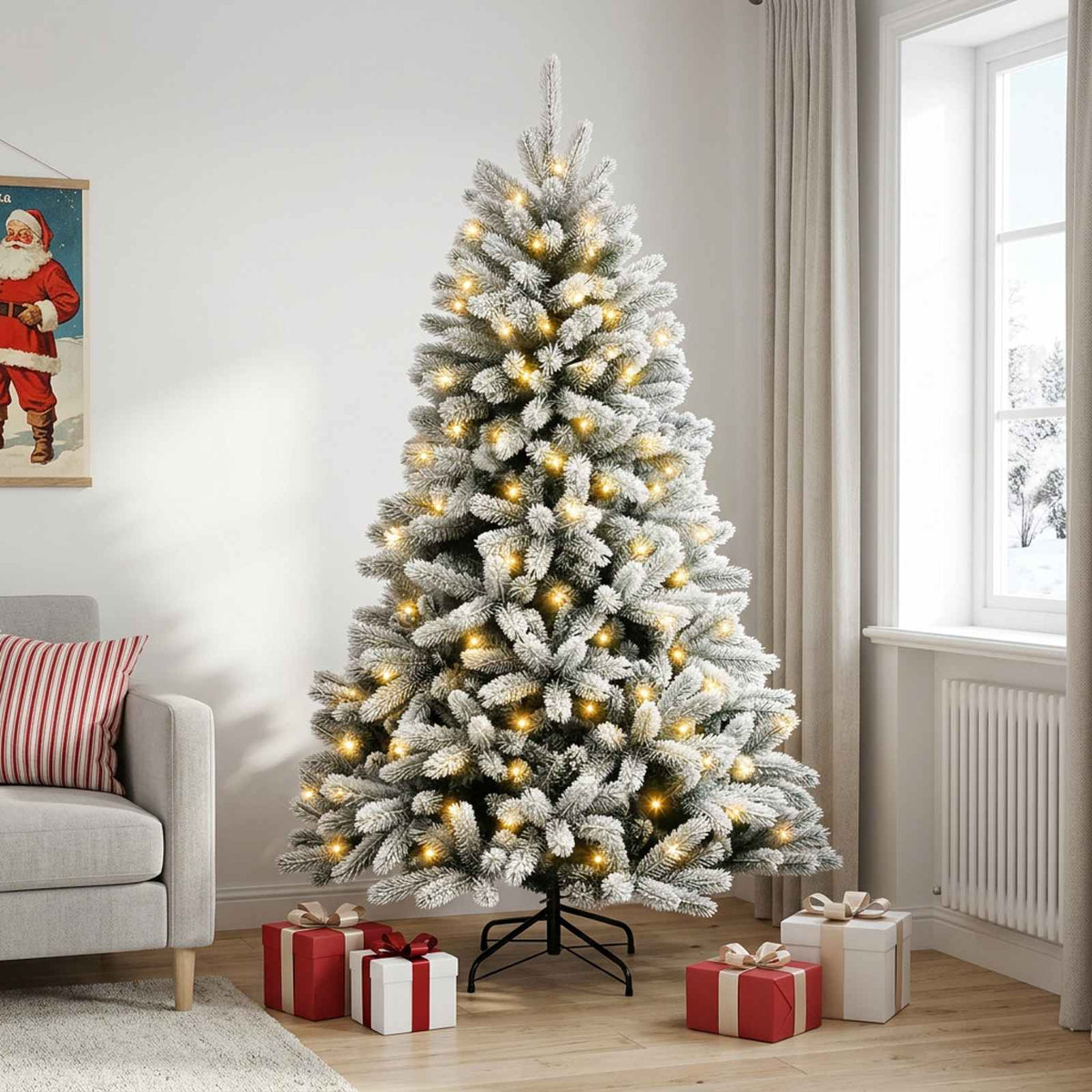 Dirbtinė Sulankstoma Kalėdų Eglutė 240 cm 300 LED Šilta balta