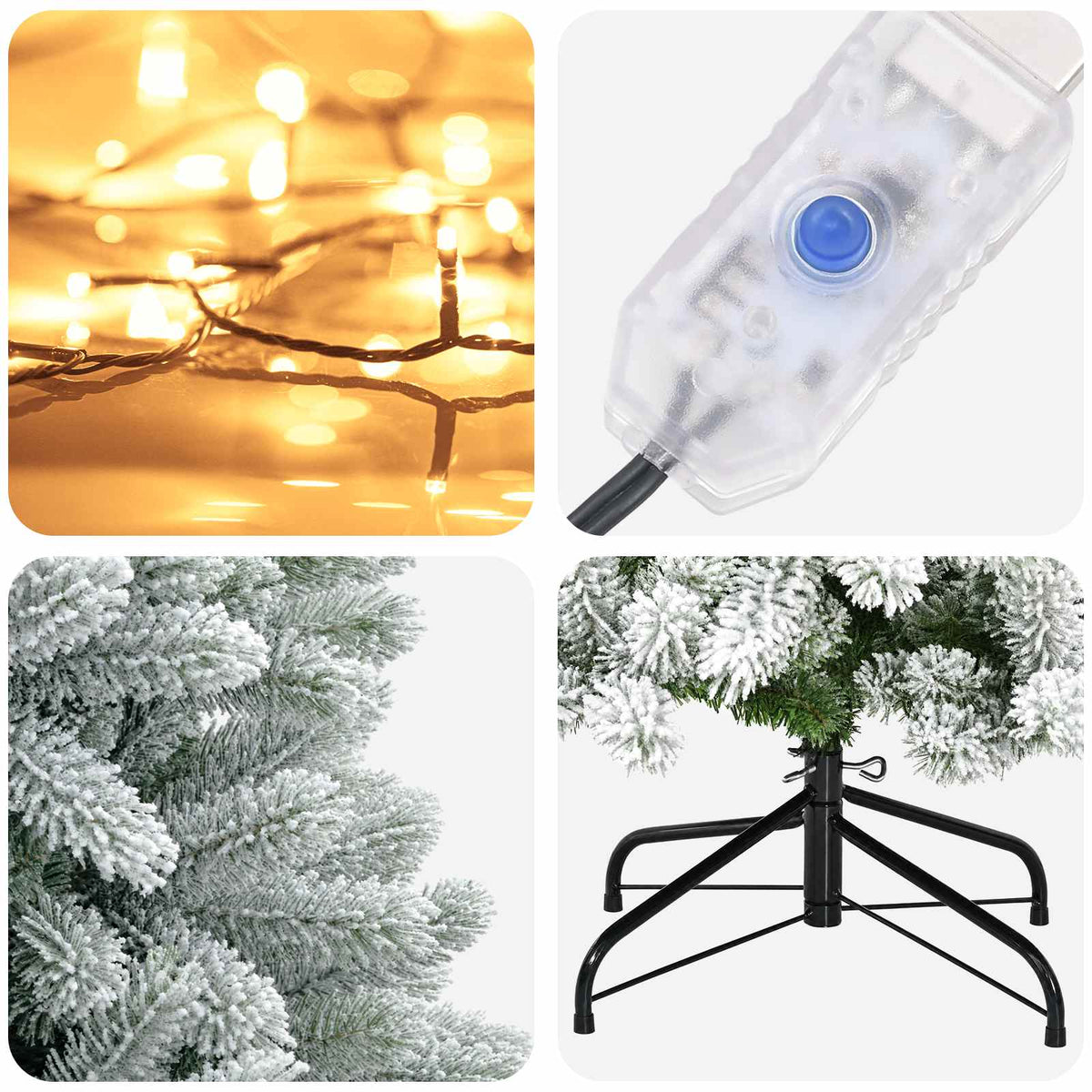 Dirbtinė Sulankstoma Kalėdų Eglutė 150 cm 150 LED Šilta balta