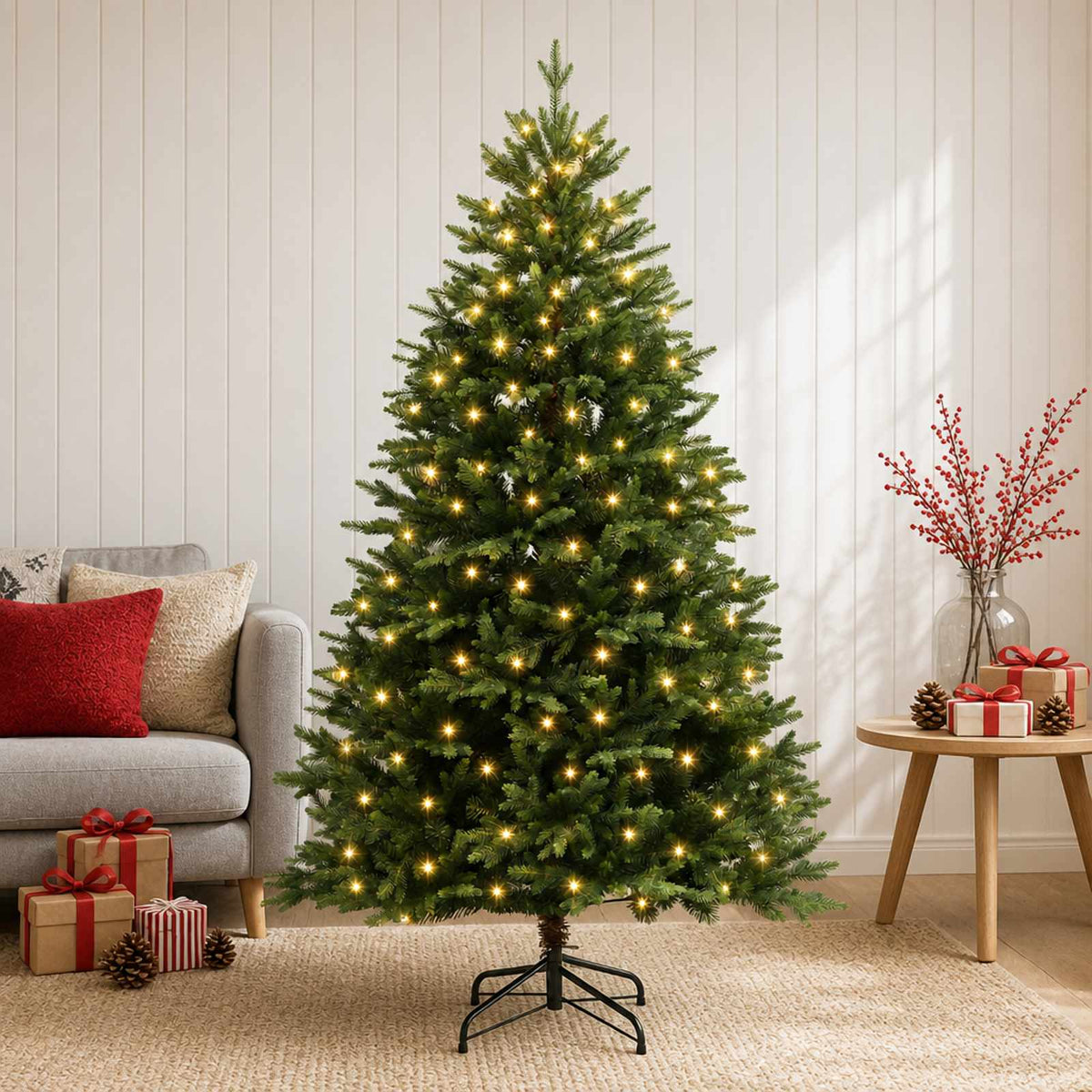Dirbtinė Sulankstoma Kalėdų Eglutė 240 cm 300 LED Šilta balta