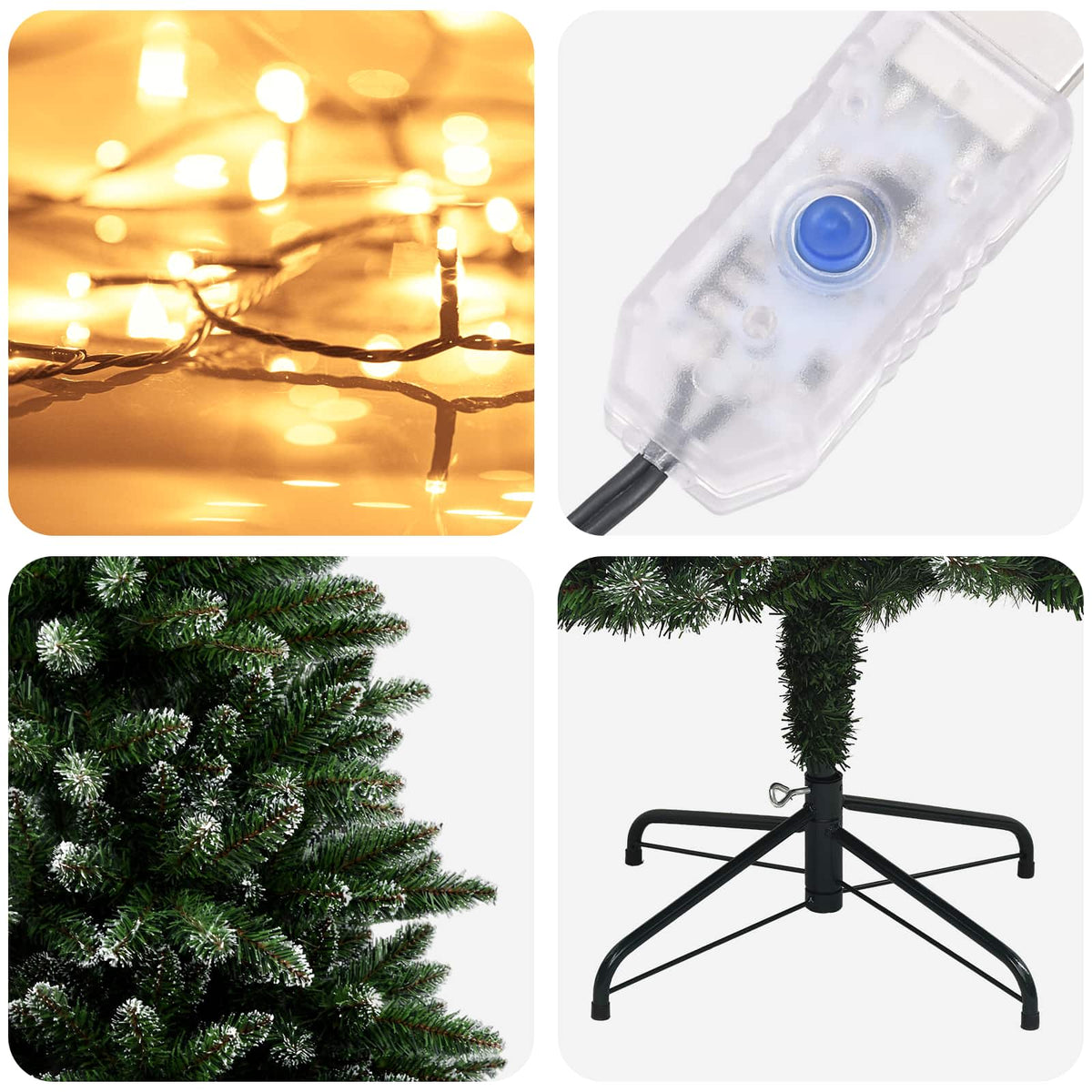 Dirbtinė Sulankstoma Kalėdų Eglutė 150 cm 150 LED Šilta balta