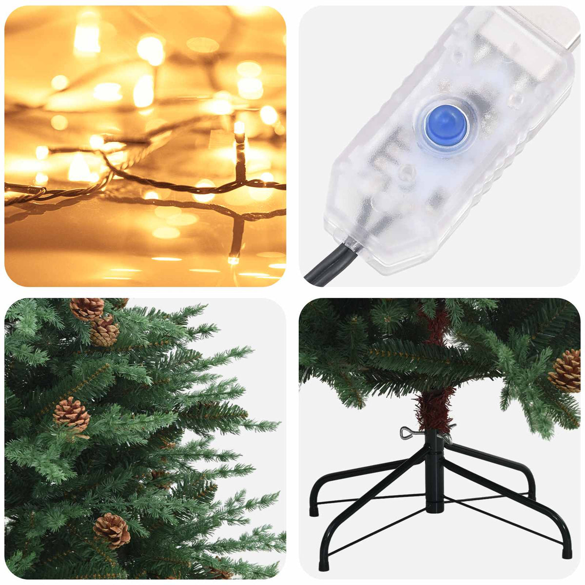 Dirbtinė Sulankstoma Kalėdų Eglutė 120 cm 150 LED Šilta balta