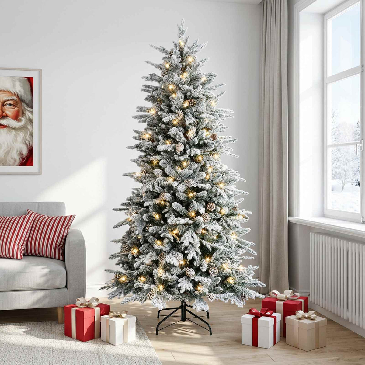 Dirbtinė Sulankstoma Kalėdų Eglutė 120 cm 150 LED Šilta balta