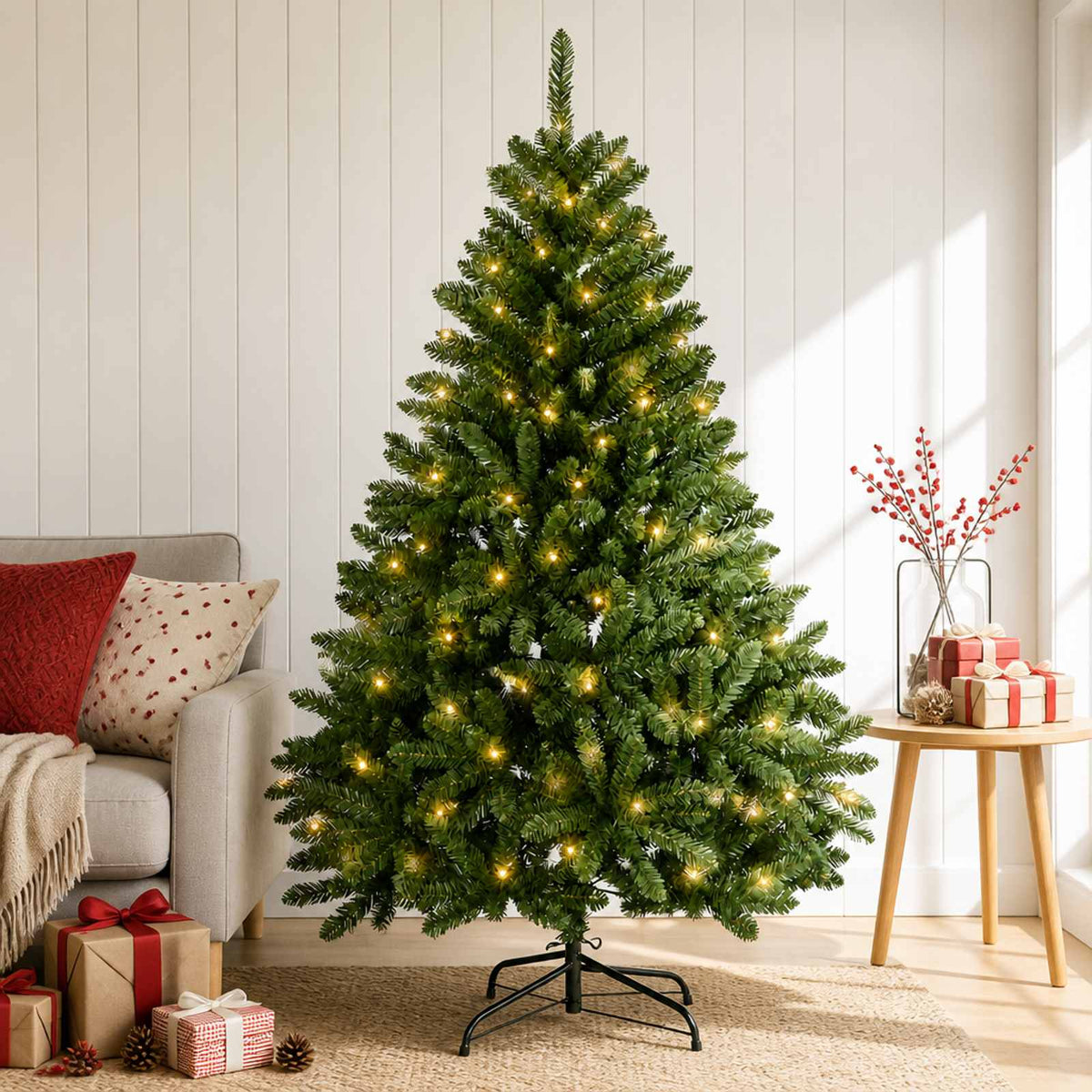 Dirbtinė Sulankstoma Kalėdų Eglutė 180 cm 300 LED Šilta balta