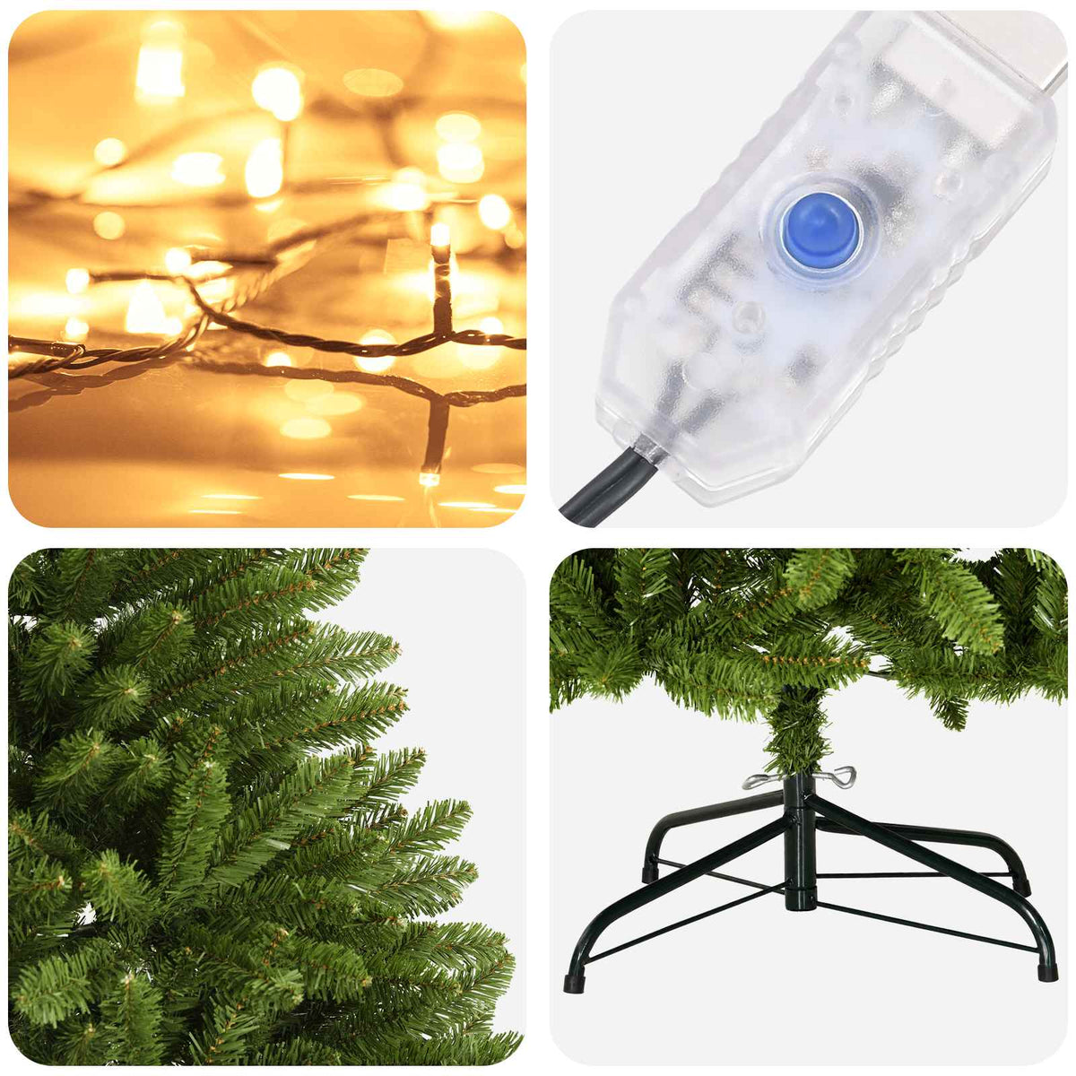 Dirbtinė Sulankstoma Kalėdų Eglutė 120 cm 150 LED Šilta balta
