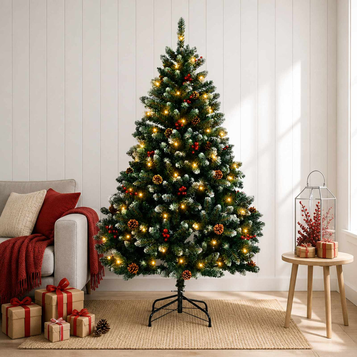 Dirbtinė Sulankstoma Kalėdų Eglutė 180 cm 300 LED Šilta balta