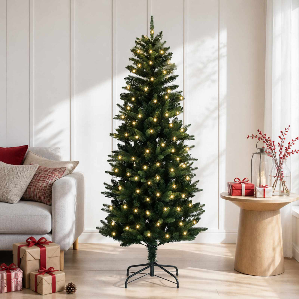 Dirbtinė Sulankstoma Kalėdų Eglutė 150 cm 150 LED Šilta balta