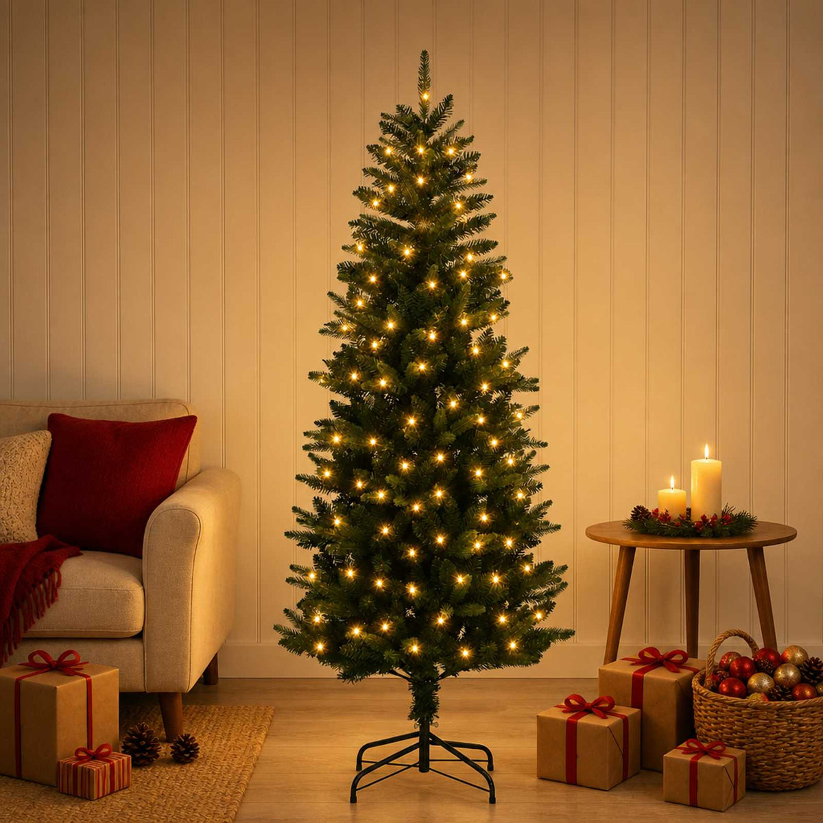 Dirbtinė Sulankstoma Kalėdų Eglutė 150 cm 150 LED Šilta balta