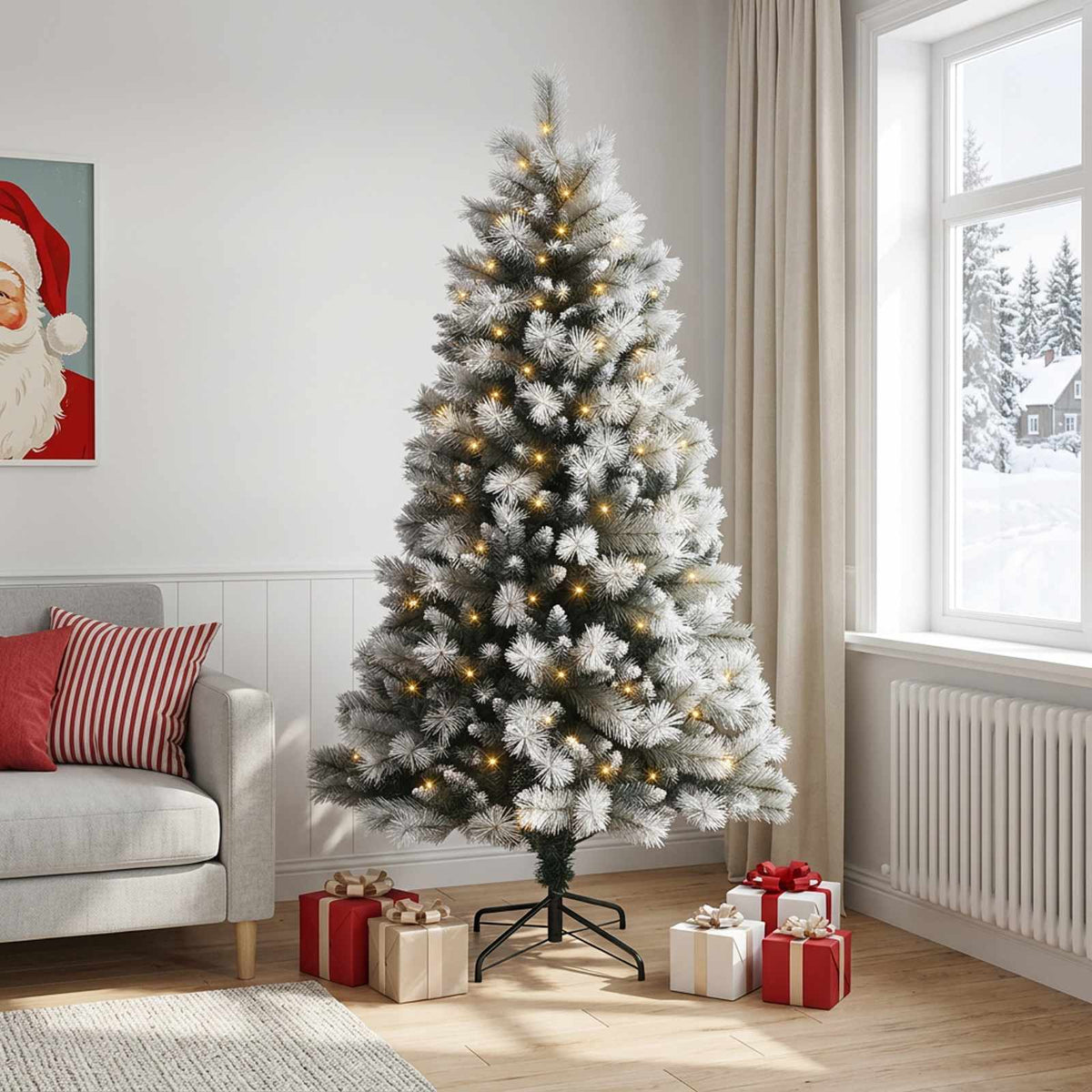 Dirbtinė eglutė su lankstais 210 cm 300 LED Šilta balta