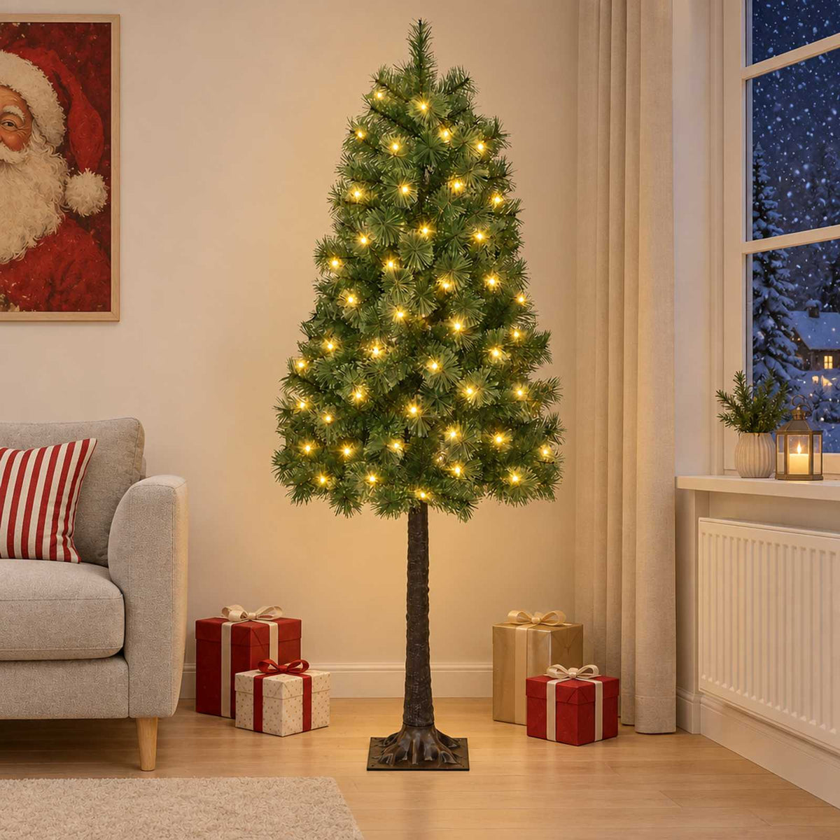 Dirbtinė Sulankstoma Kalėdų Eglutė 150 cm 150 LED Šilta balta
