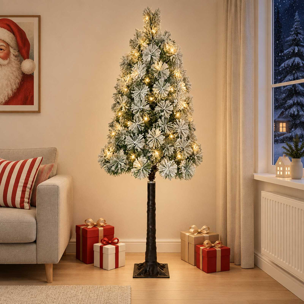 Dirbtinė Sulankstoma Kalėdų Eglutė 120 cm 150 LED Šilta balta