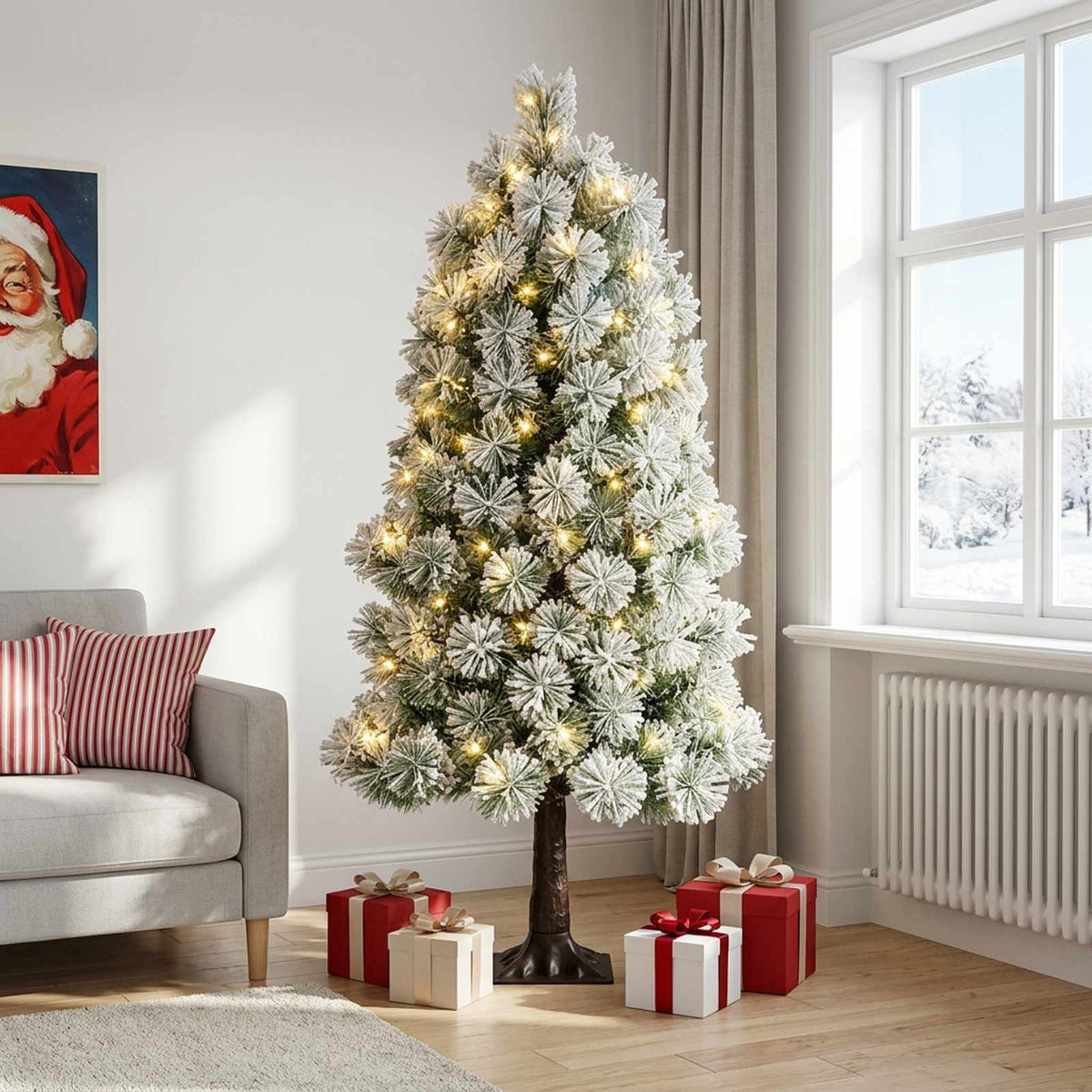 Dirbtinė Sulankstoma Kalėdų Eglutė 120 cm 150 LED Šilta balta