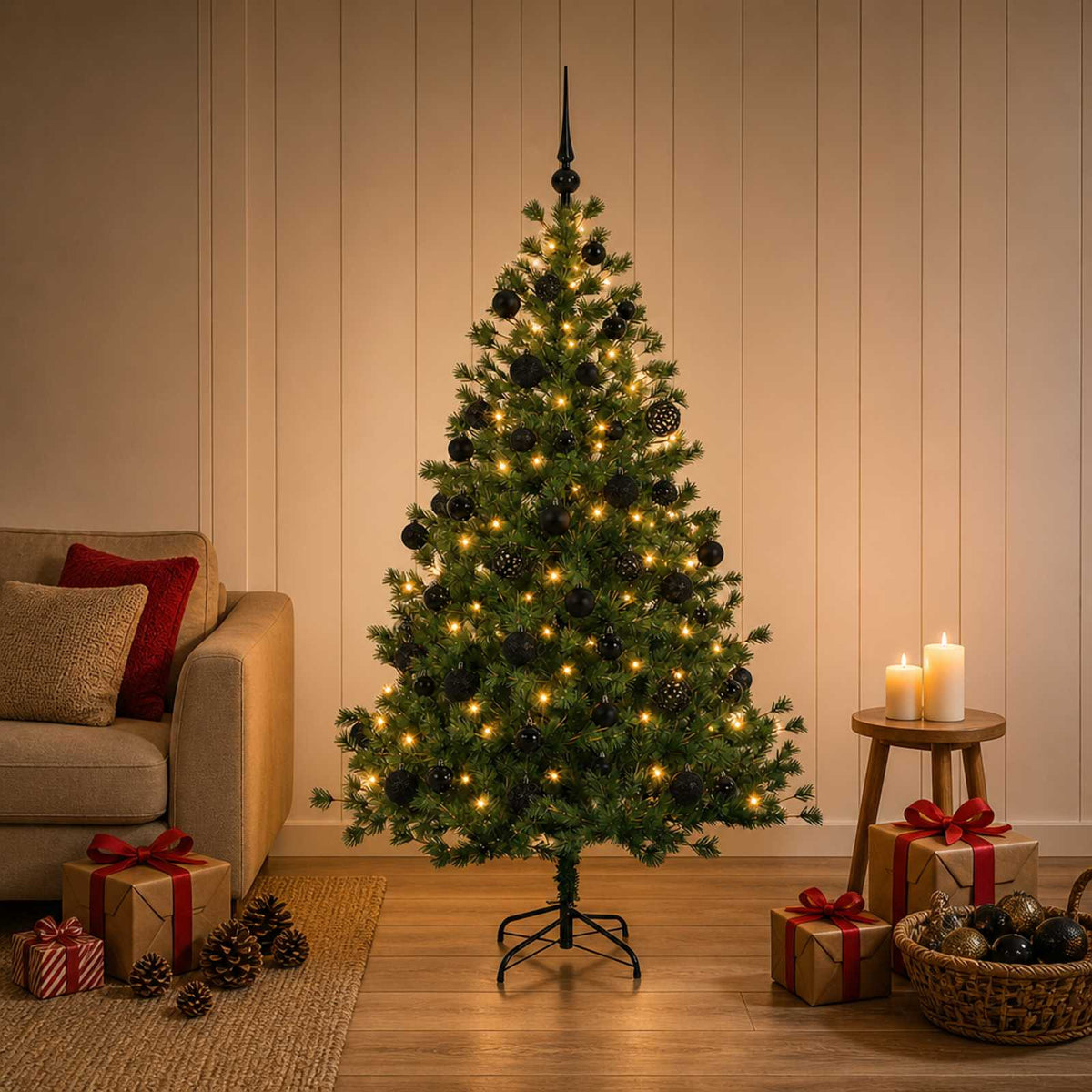 Dirbtinė kalėdinė eglutė su rutuliuku 120 cm 150 LED