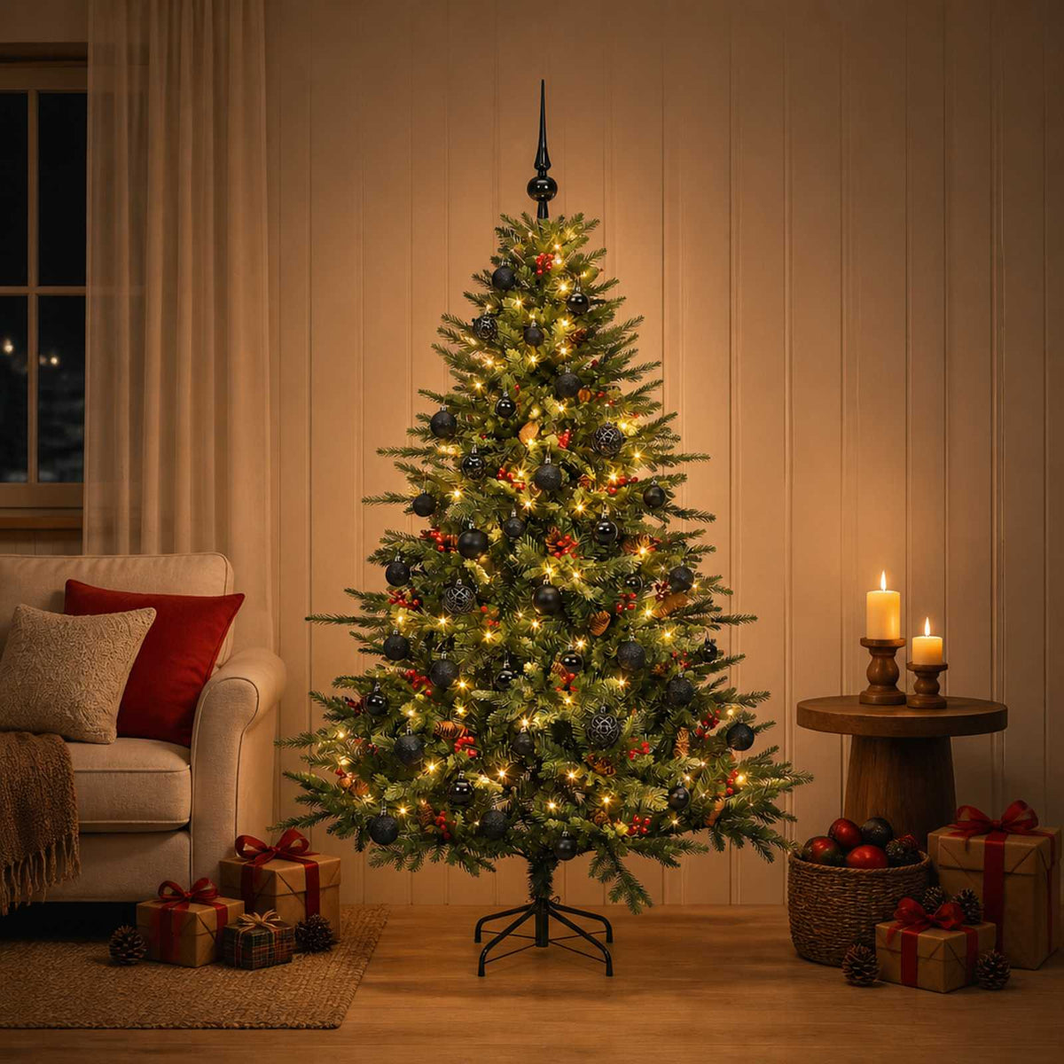 Dirbtinė kalėdinė eglutė su rutuliuku 120 cm 150 LED