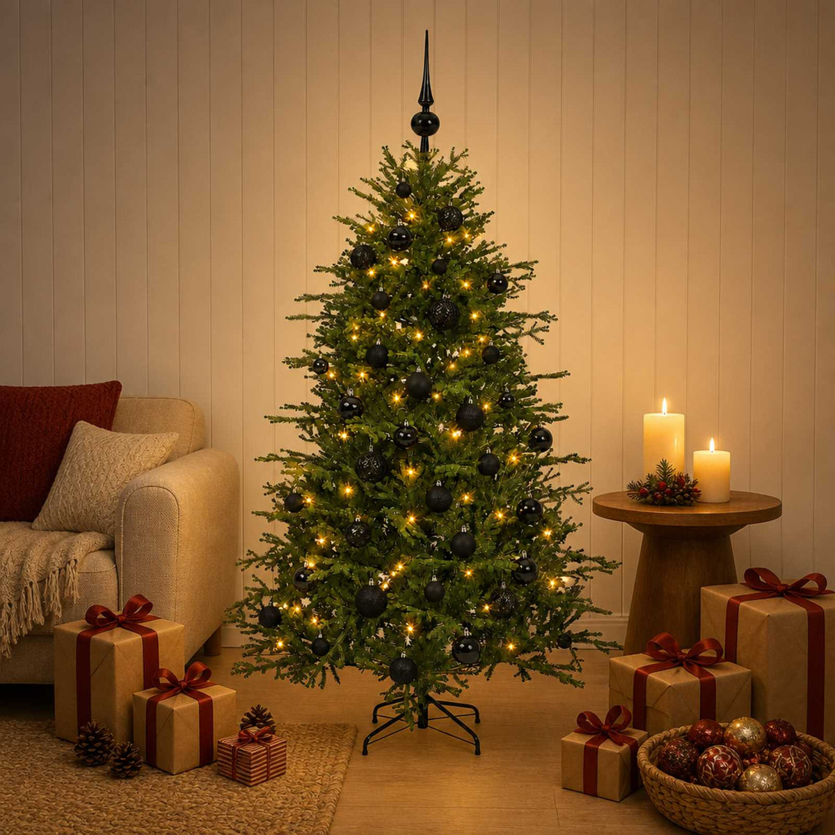 Dirbtinė kalėdinė eglutė su rutuliuku 120 cm 150 LED