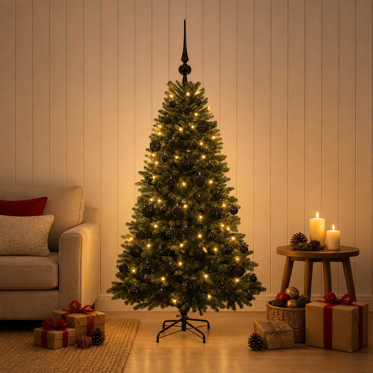 Dirbtinė Kalėdų eglutė su burbulais 120 cm 150 LED Šilta balta