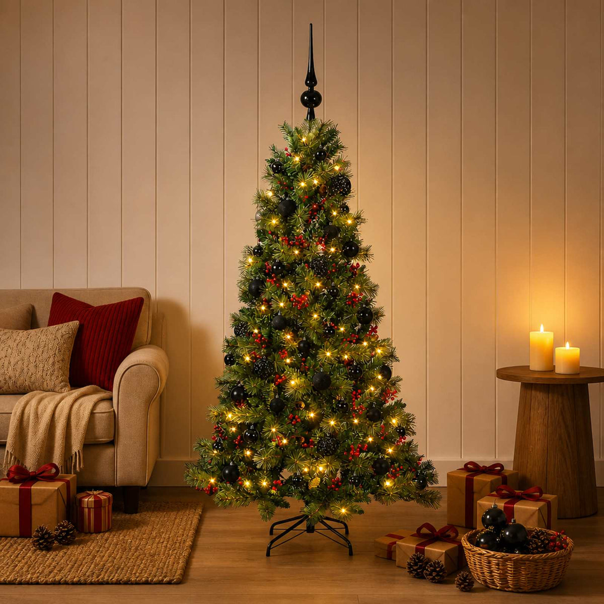 Dirbtinė kalėdinė eglutė su rutuliuku 120 cm 150 LED