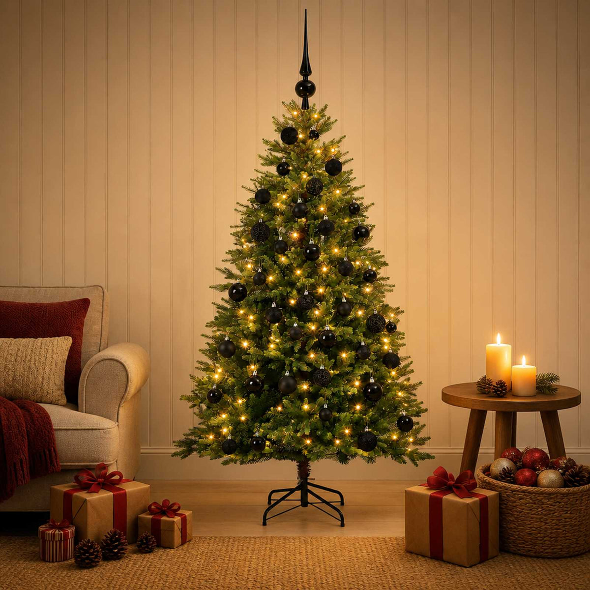 Dirbtinė Kalėdų eglutė su burbulais 120 cm 150 LED Šilta balta