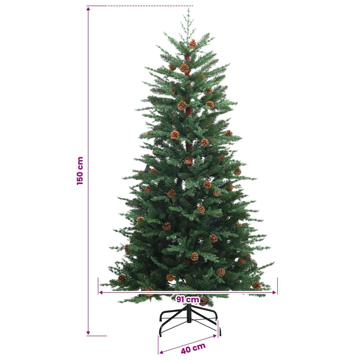 Dirbtinė Sulankstoma Kalėdų Eglutė 150 cm 150 LED Šilta balta