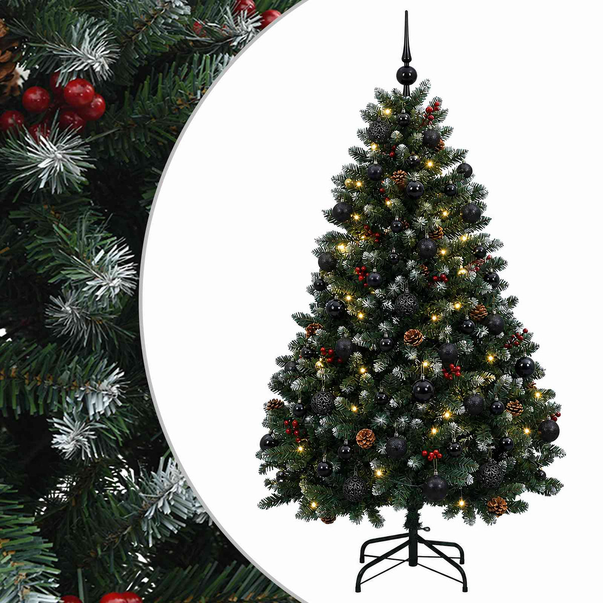 Dirbtinė Kalėdų eglutė, žalia, su žaisliukais 150 cm 150 LED