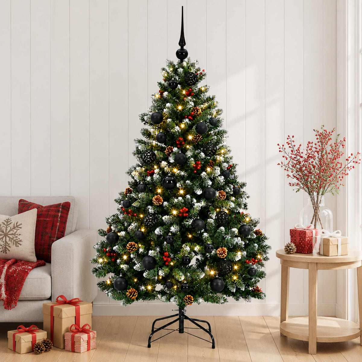 Dirbtinė žalia Kalėdų eglutė su žaisliuku 180 cm 300 LED