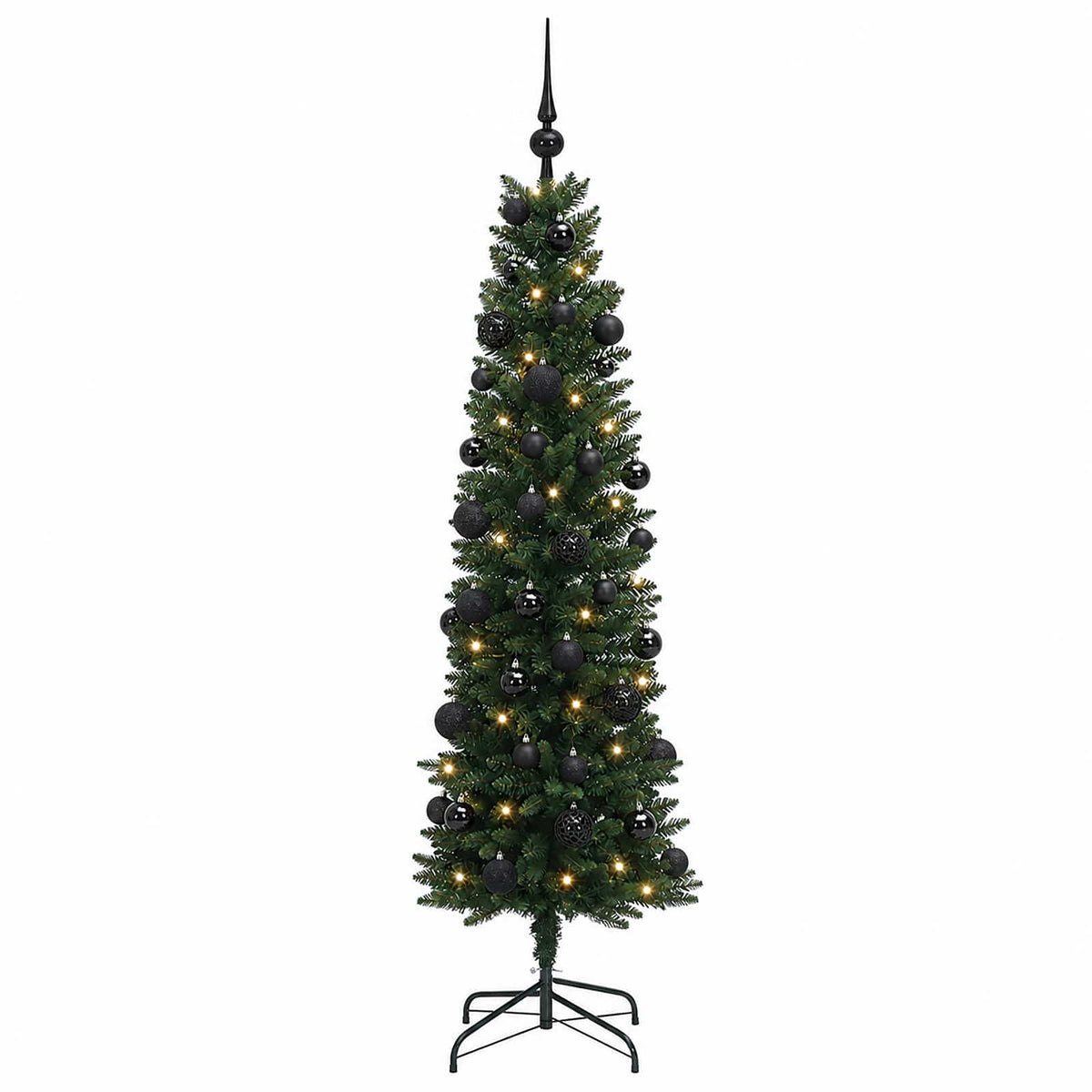 Dirbtinė siaura kalėdinė eglutė su žaisliuku 120 cm 150 LED