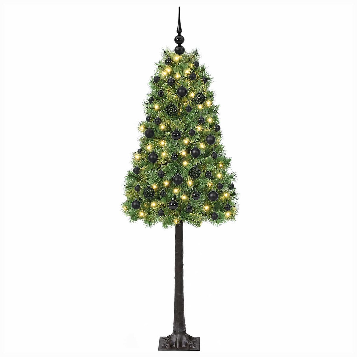 Dirbtinė eglutė su lankstomomis šakomis ir bumbulais 120 cm