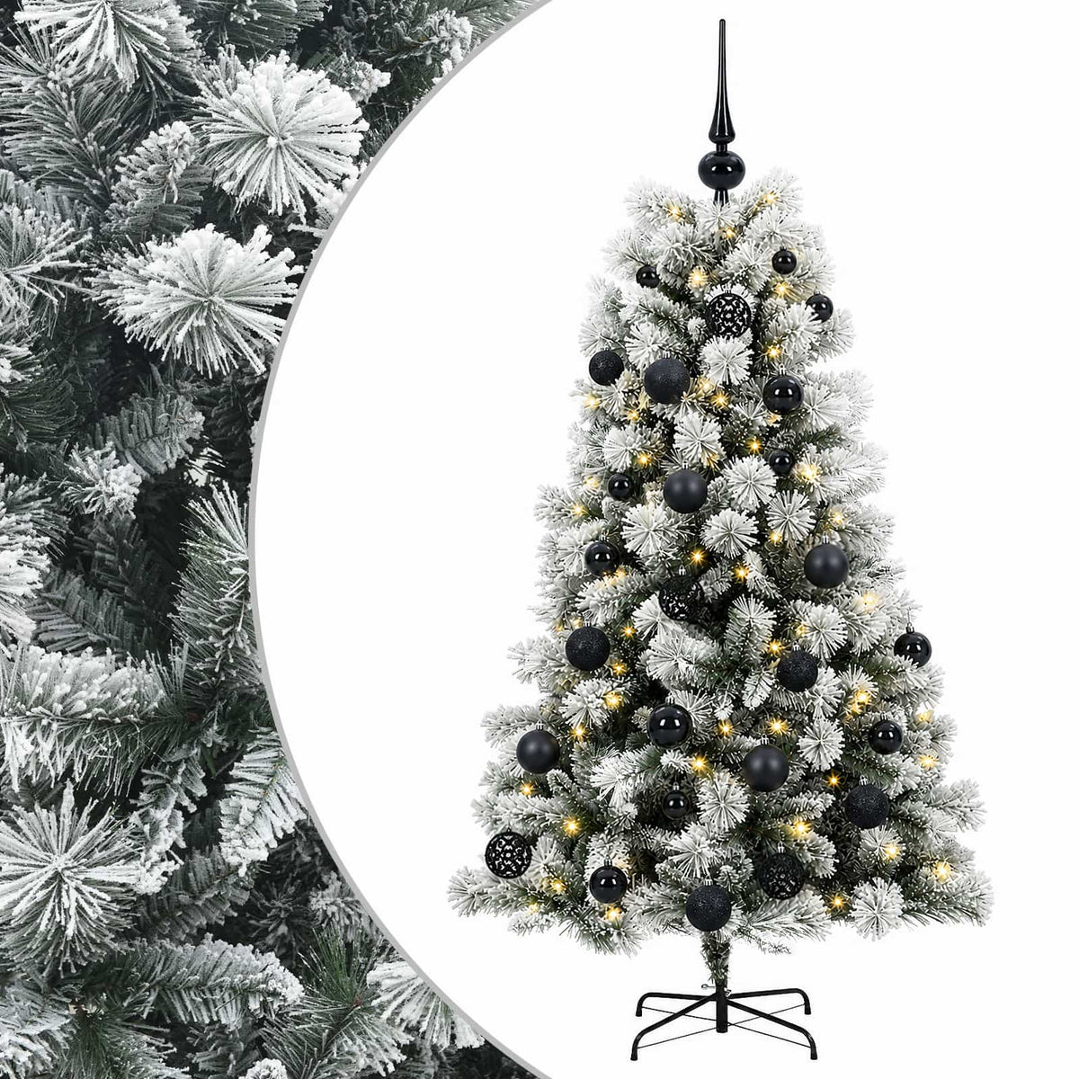Dirbtinė eglutė su lankstomomis šakomis ir bumbulais 150 cm