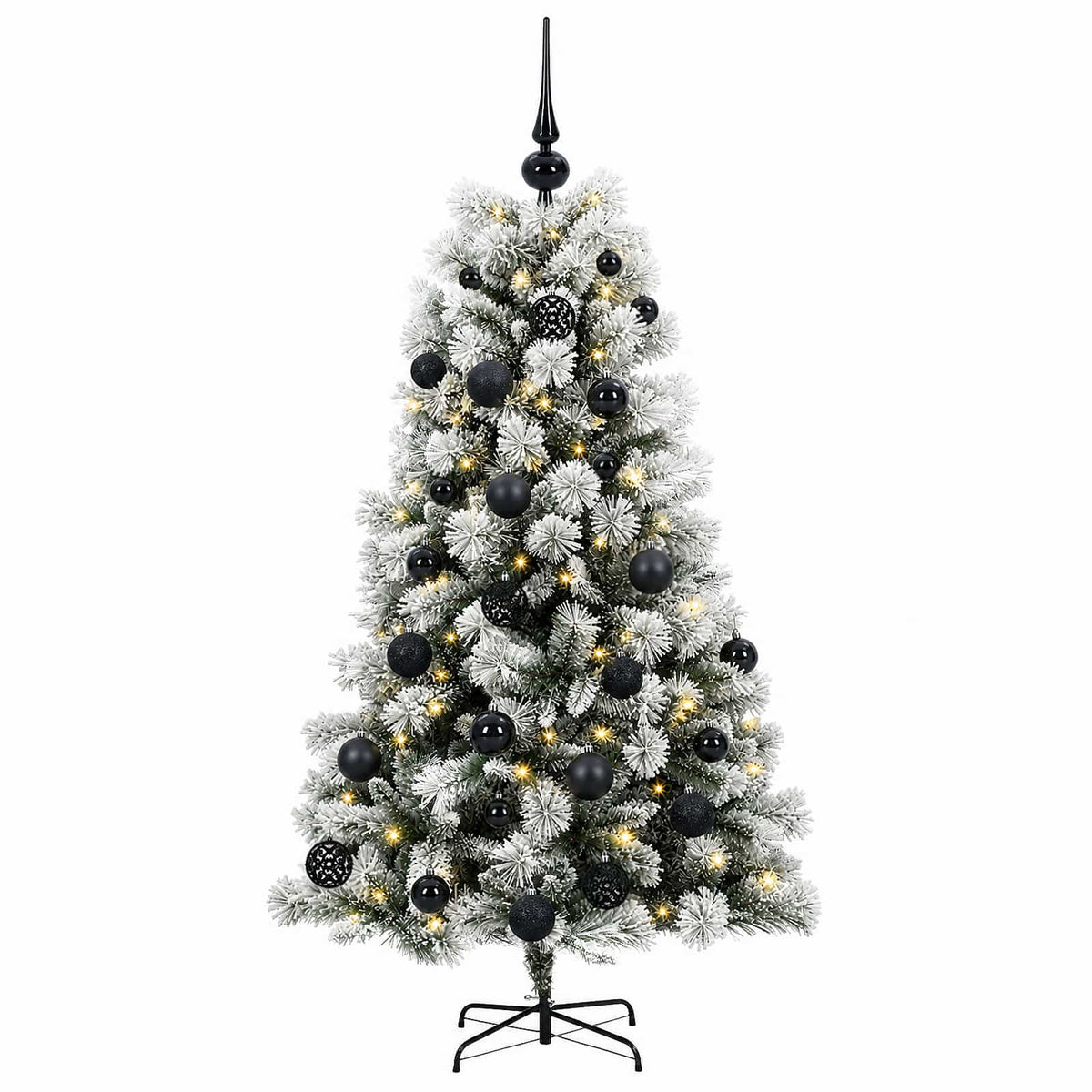 Dirbtinė eglutė su lankstomomis šakomis ir bumbulais 150 cm