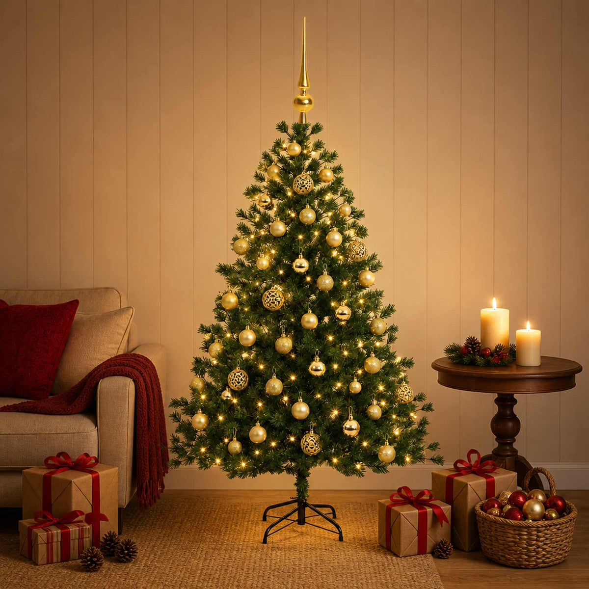 Dirbtinė kalėdinė eglutė su rutuliuku 150 cm 150 LED