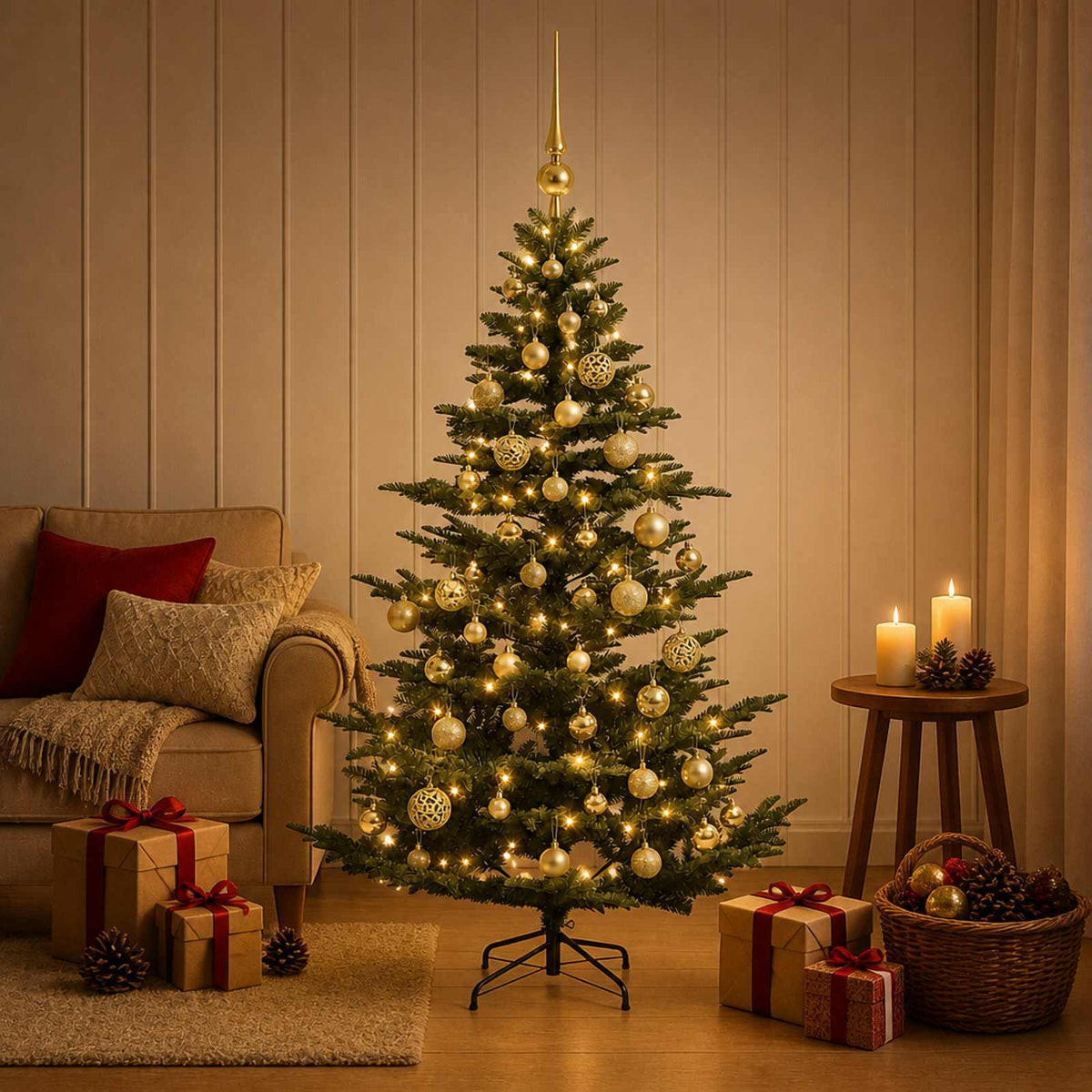 Dirbtinė kalėdinė eglutė su rutuliuku 150 cm 150 LED
