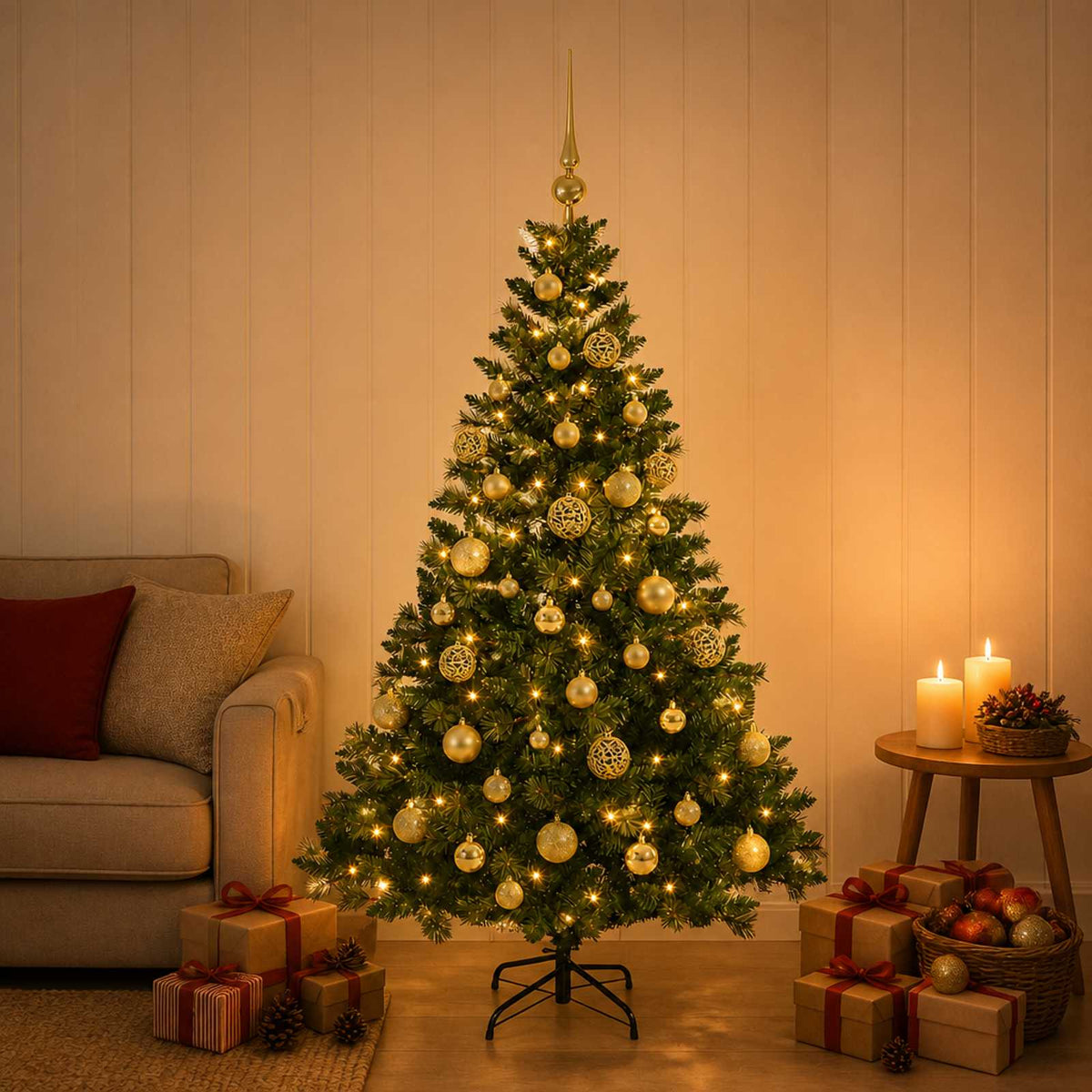 Dirbtinė Kalėdų eglutė su burbulais 120 cm 150 LED Šilta balta