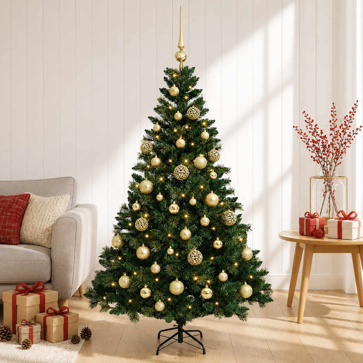 Dirbtinė Kalėdų eglutė su burbulais 120 cm 150 LED Šilta balta