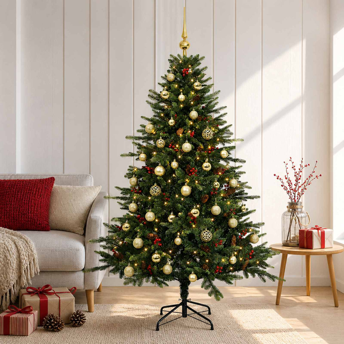 Dirbtinė kalėdinė eglutė su rutuliuku 120 cm 150 LED