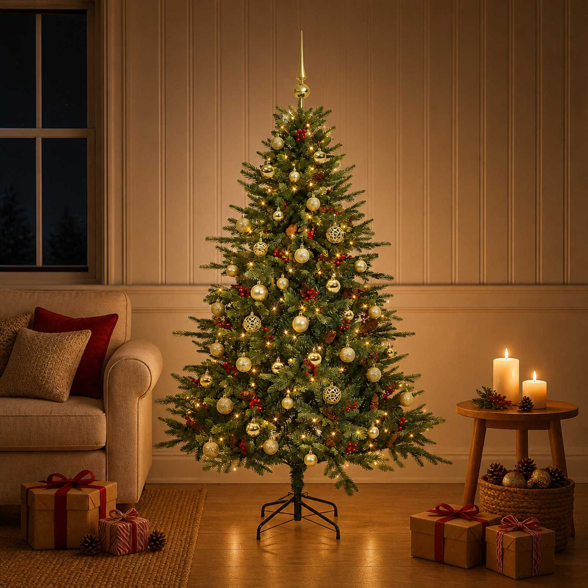 Dirbtinė kalėdinė eglutė su rutuliuku 120 cm 150 LED
