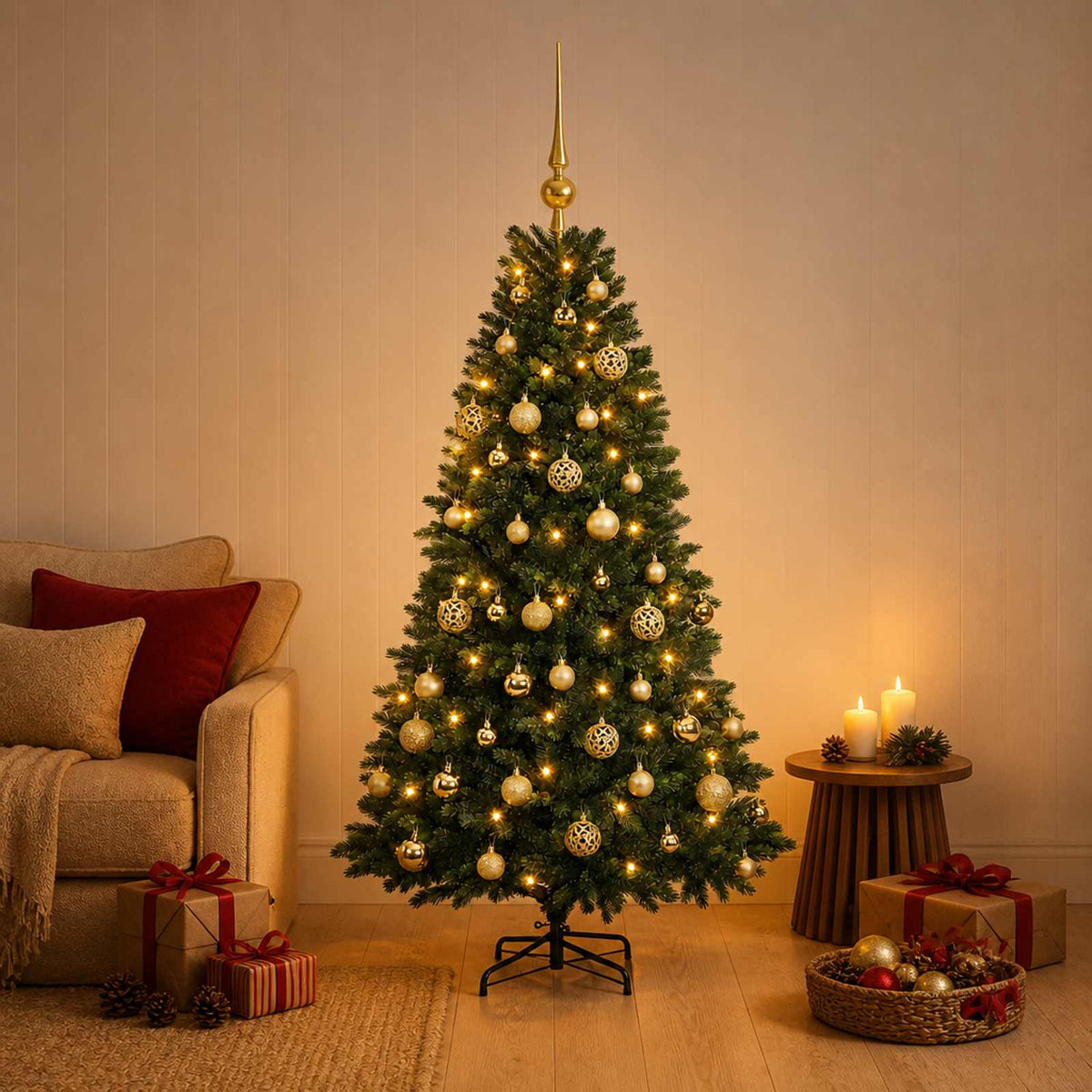 Dirbtinė Kalėdų eglutė su burbulais 120 cm 150 LED Šilta balta
