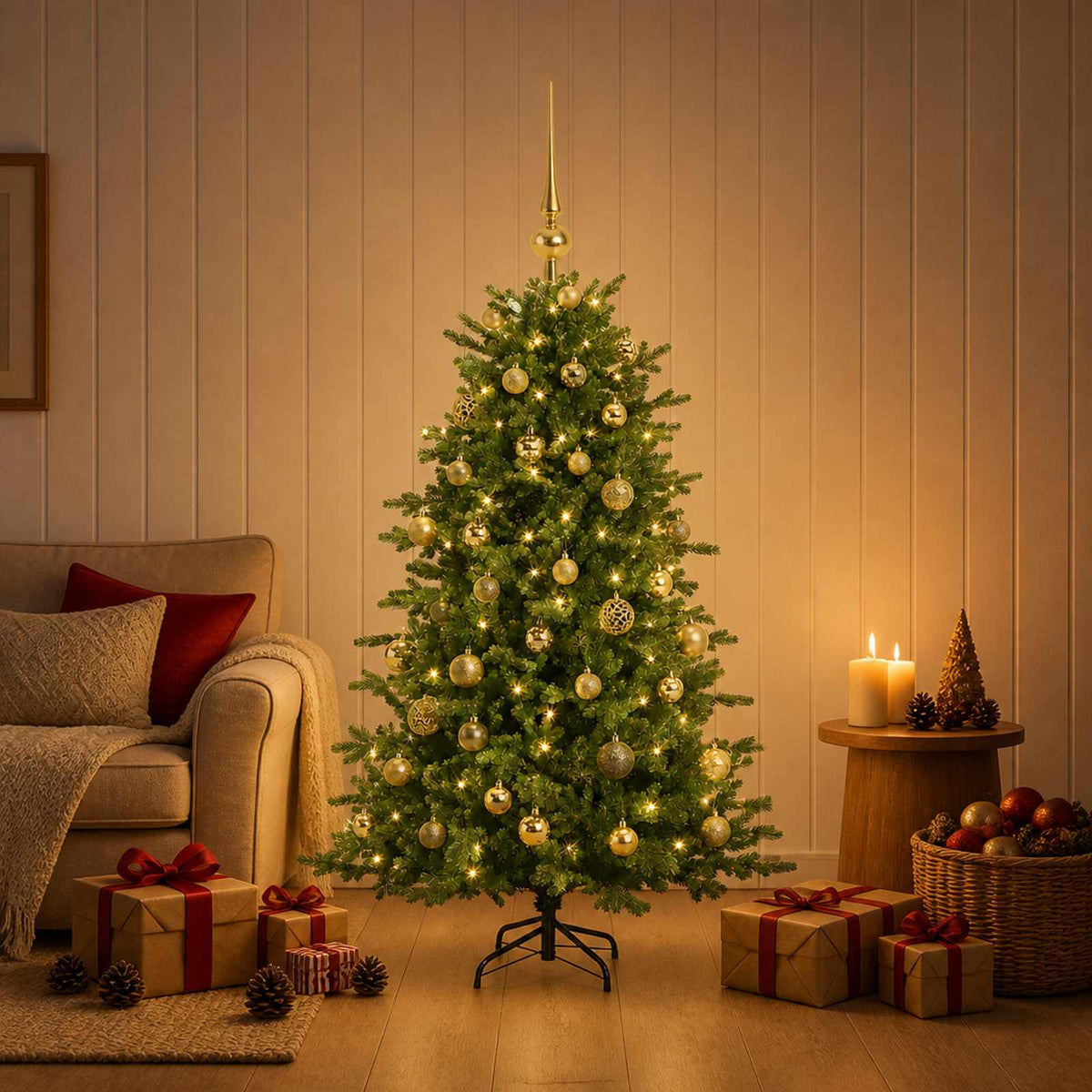 Dirbtinė kalėdinė eglutė su rutuliuku 150 cm 150 LED