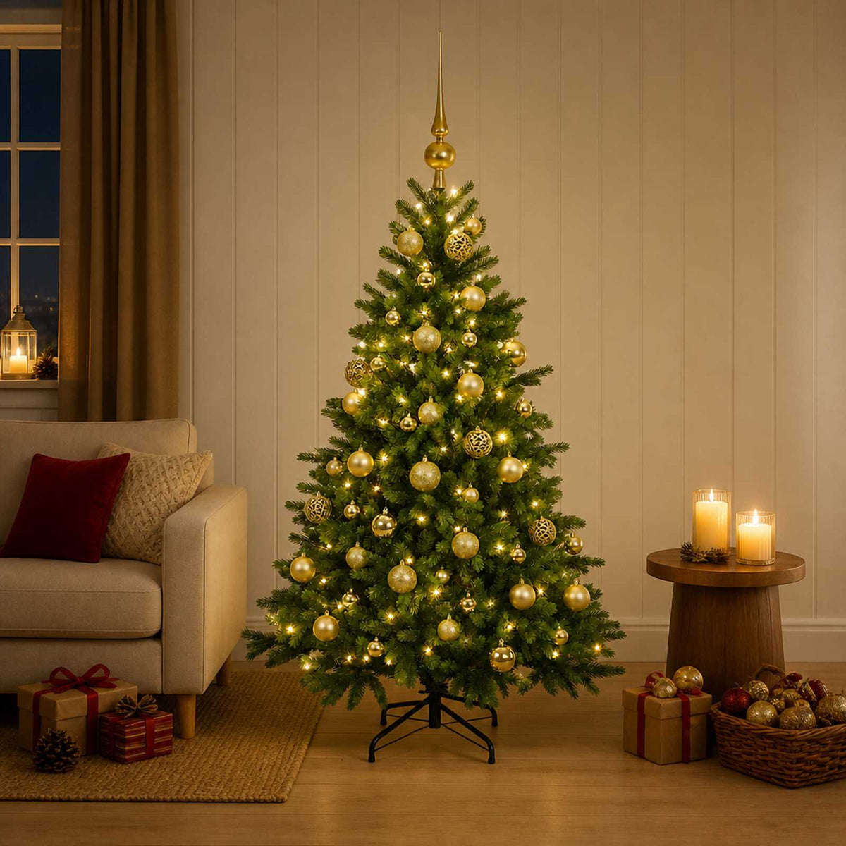 Dirbtinė kalėdinė eglutė su rutuliuku 120 cm 150 LED