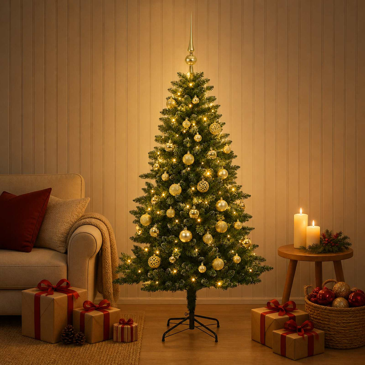 Dirbtinė Kalėdų eglutė su burbulais 120 cm 150 LED Šilta balta