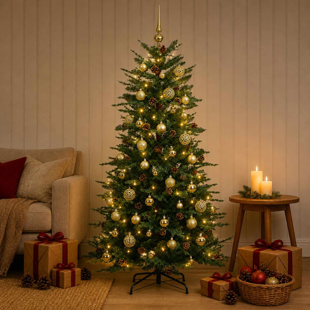 Dirbtinė Sulankstoma Kalėdų Eglutė 150 cm 150 LED Šilta balta