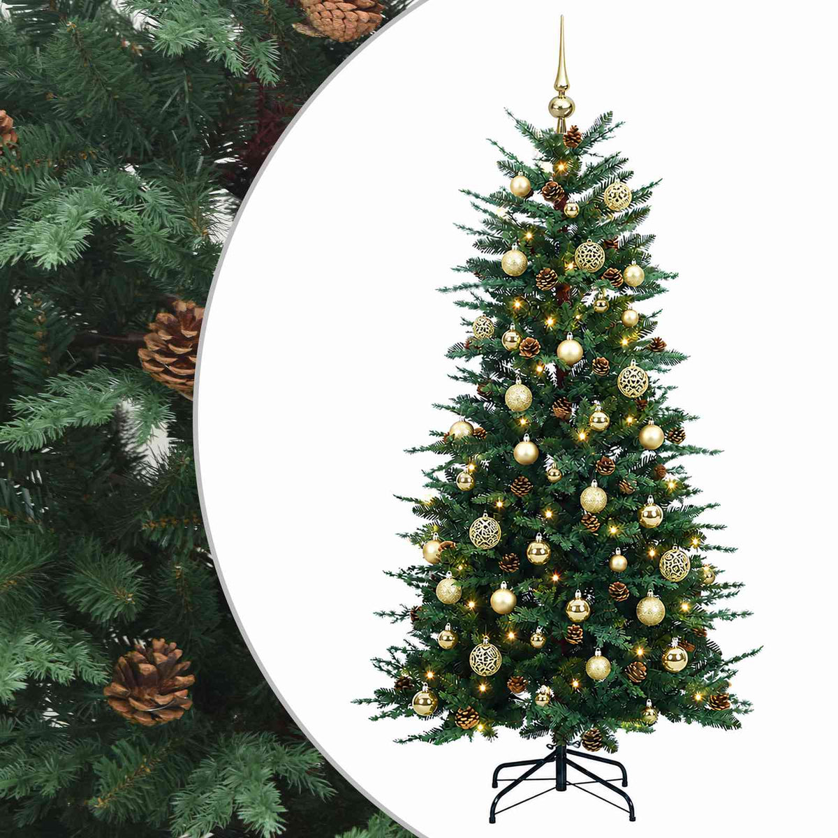 Dirbtinė Sulankstoma Kalėdų Eglutė 150 cm 150 LED Šilta balta