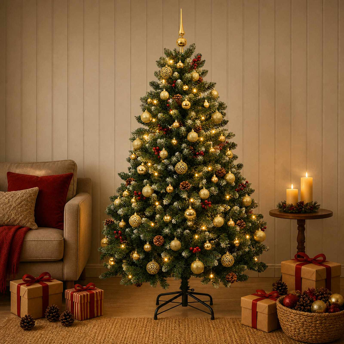Dirbtinė žalia kalėdinė eglutė su žaisliuku 120 cm 150 LED