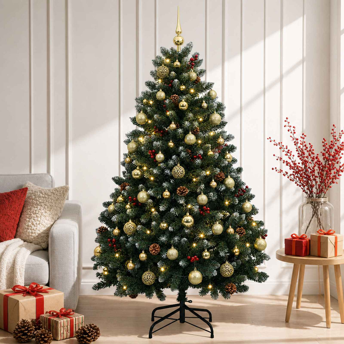 Dirbtinė žalia kalėdinė eglutė su žaisliuku 120 cm 150 LED