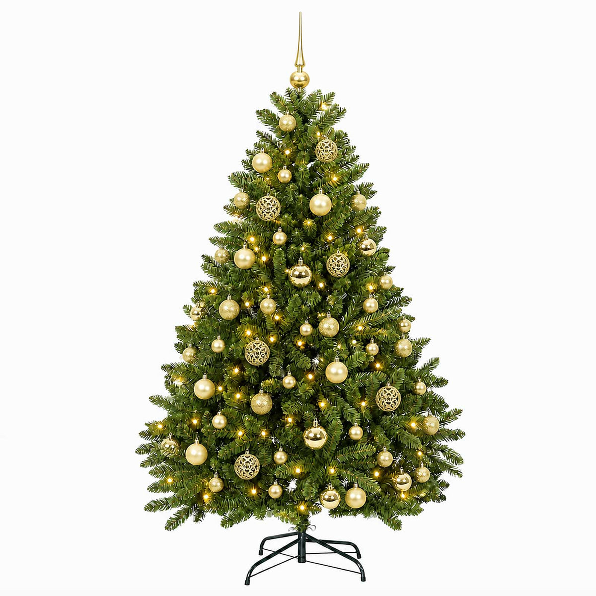 Dirbtinė šviesiai žalia Kalėdų eglė su žaisliuku 120 cm 150 LED