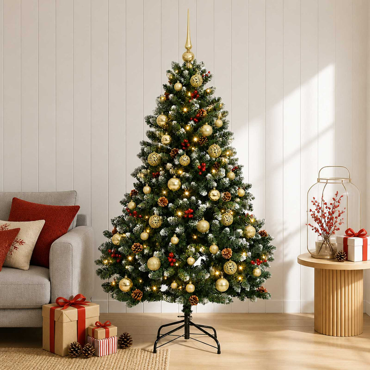 Dirbtinė Kalėdų eglutė, žalia, su žaisliukais 180 cm 300 LED