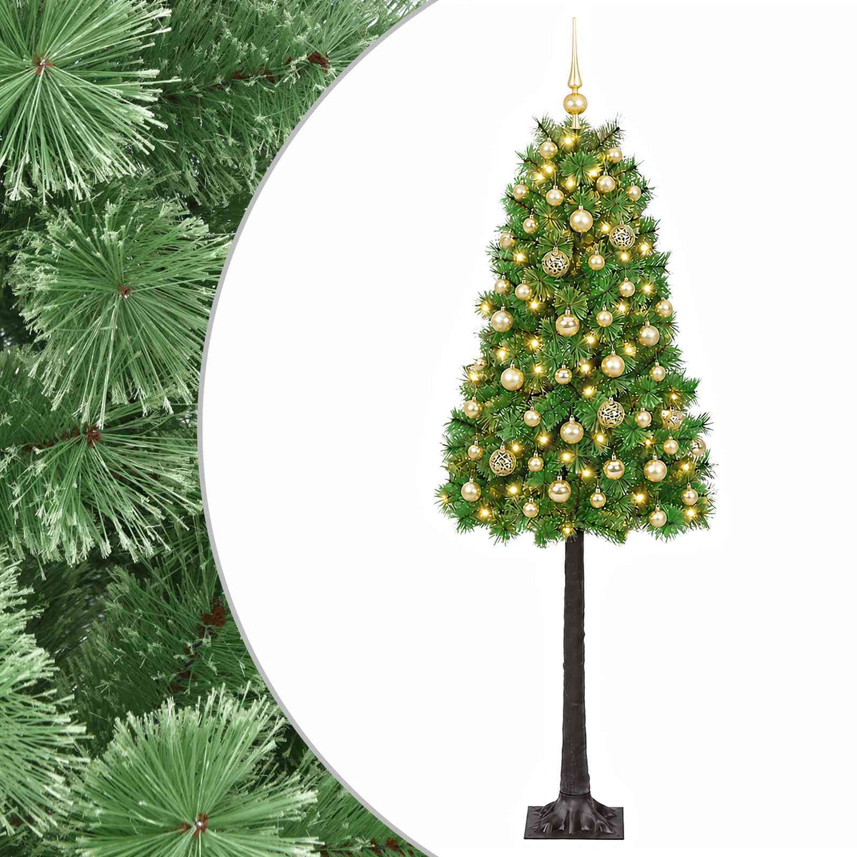 Dirbtinė eglutė su lankstomomis šakomis ir bumbulais 120 cm