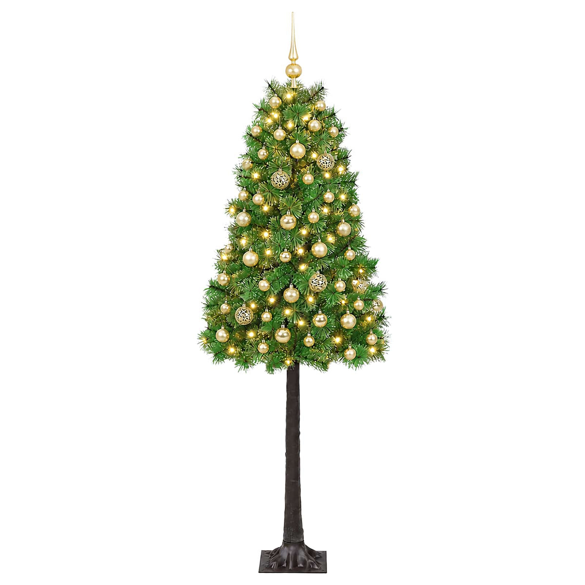 Dirbtinė eglutė su lankstomomis šakomis ir bumbulais 120 cm