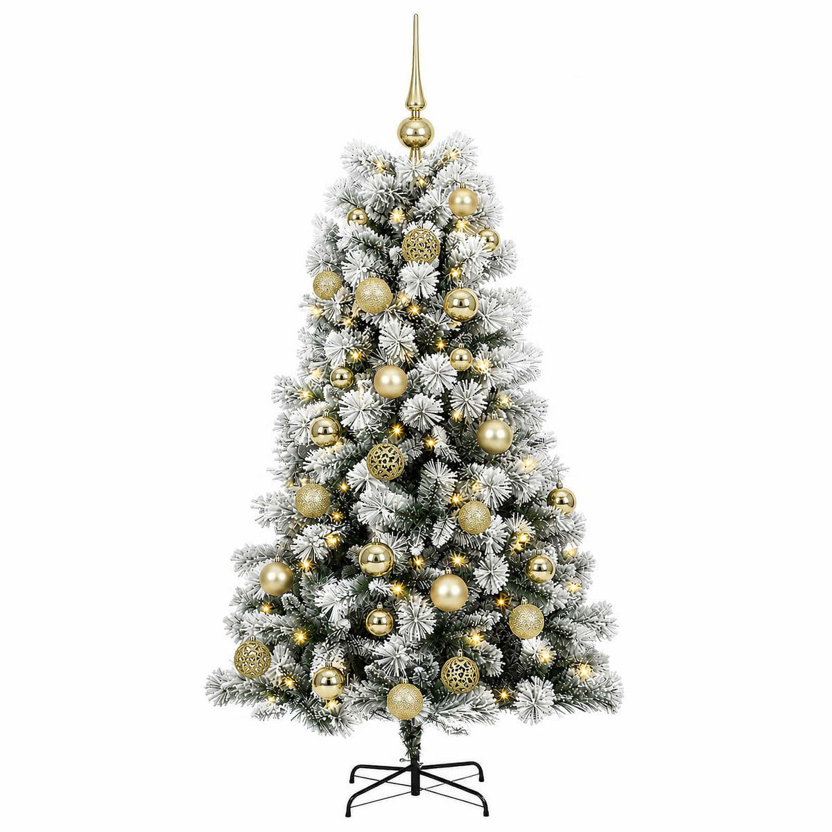 Dirbtinė eglutė su lankstomomis šakomis ir bumbulais 150 cm