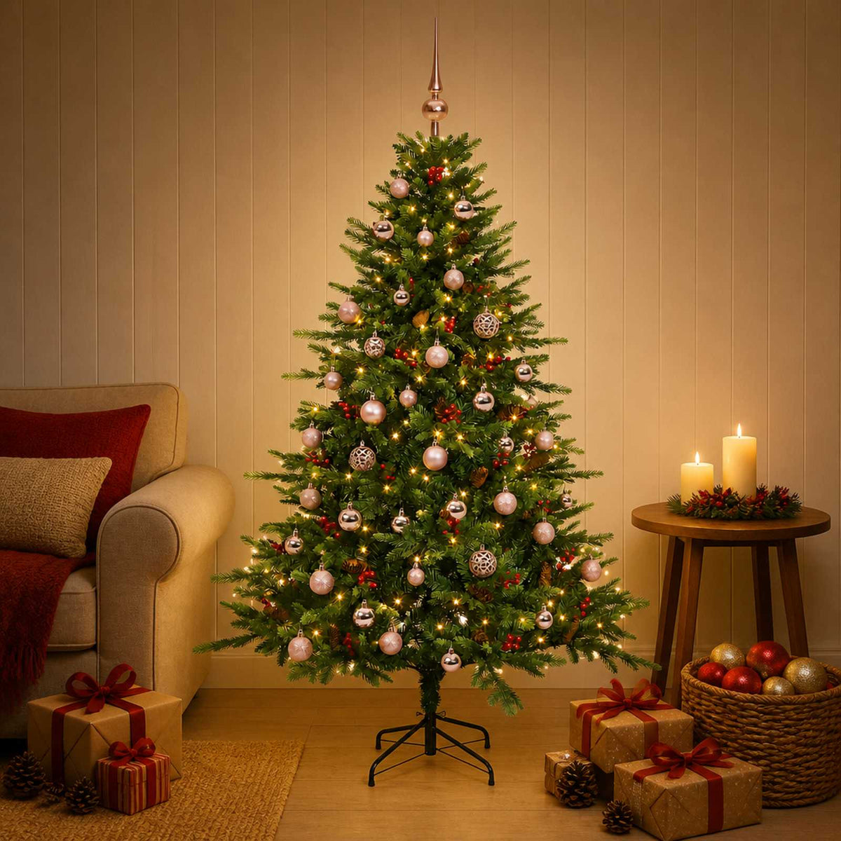 Dirbtinė kalėdinė eglutė su rutuliuku 120 cm 150 LED